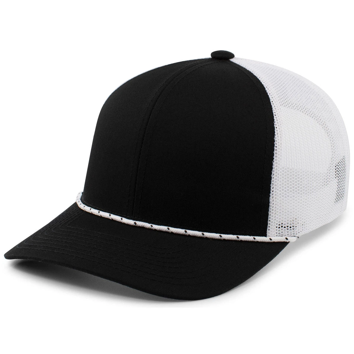 Pacific Headwear Black/White/Black Trucker Snapback Braid Cap 3 Pacific Headwear Black/White/Black Trucker Snapback Braid Cap - Image 3