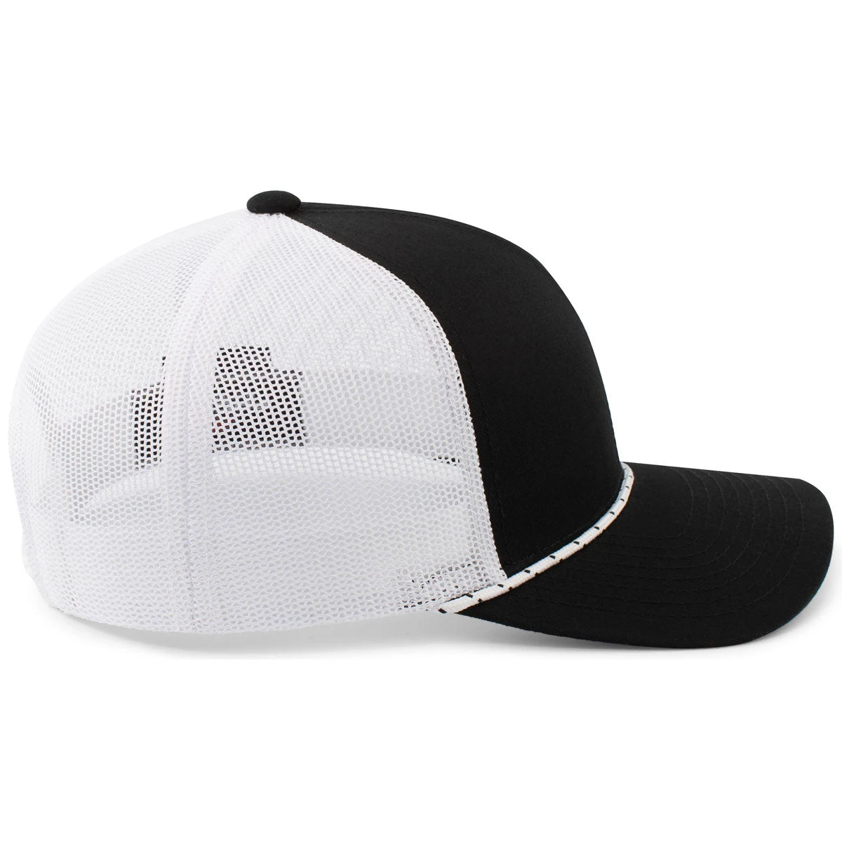 Pacific Headwear Black/White/Black Trucker Snapback Braid Cap 4 Pacific Headwear Black/White/Black Trucker Snapback Braid Cap - Image 4