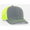 Pacific Headwear Graphite/Neon Yellow Snapback Trucker Mesh Cap