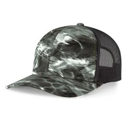 Pacific Headwear Elements Black Tip/Light Charcoal Elements Aqua Camp Trucker Snapback Cap -Richardson Sales 107C Elements Black Tip Light Charcoal 3