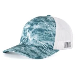 Pacific Headwear Elements Spindrift/White Elements Aqua Camp Trucker Snapback Cap -Richardson Sales 107C Elements Spindrift White 3