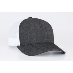Pacific Headwear Black Heather/White Snapback Trucker Mesh Cap