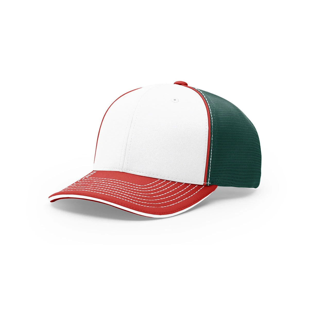 Richardson White/Dark Green/Red On-Field Tri-Color Pulse SportMesh R-Flex Cap 1 Richardson White/Dark Green/Red On-Field Tri-Color Pulse SportMesh R-Flex Cap