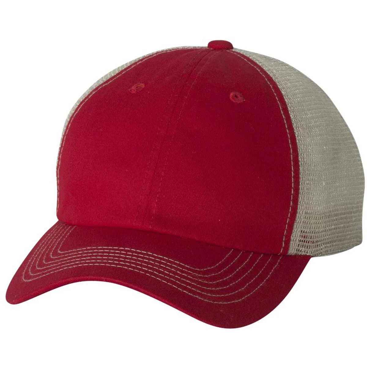 Sportsman Red/Stone Contrast Stitch Mesh Cap 1 Sportsman Red/Stone Contrast Stitch Mesh Cap