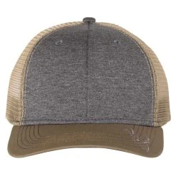Dri Duck Heather Graphite/Khaki Buck Head Trucker Cap -Richardson Sales 3459 Heather Graphite Khaki 3