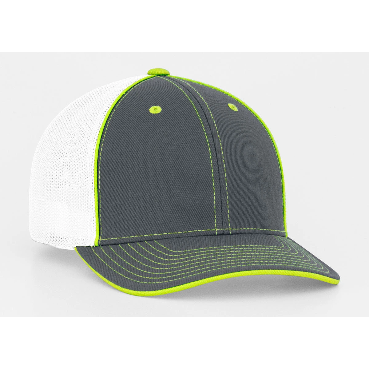 Pacific Headwear Graphite/White/Neon Yellow Universal Fitted Trucker Mesh Cap 1 Pacific Headwear Graphite/White/Neon Yellow Universal Fitted Trucker Mesh Cap