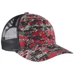 Port Authority Flame Red Digi/Grey Steel Snapback Digi Camo Trucker Cap -Richardson Sales C114 Flm Rd D Gy St 4