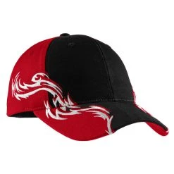 Port Authority Black/Red/White Colorblock Racing Cap With Flames