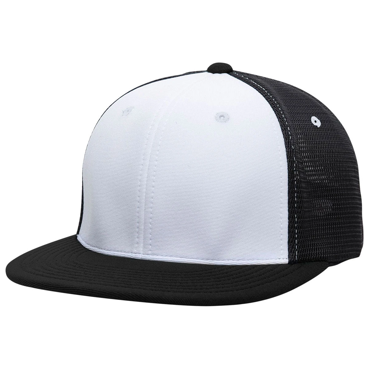Pacific Headwear White/Black/Black Premium M2 Performance Trucker FlexFit Cap 3 Pacific Headwear White/Black/Black Premium M2 Performance Trucker FlexFit Cap - Image 3