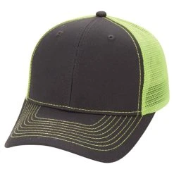 Paramount Apparel Charcoal/Neon Yellow Neon Mesh Back Cap