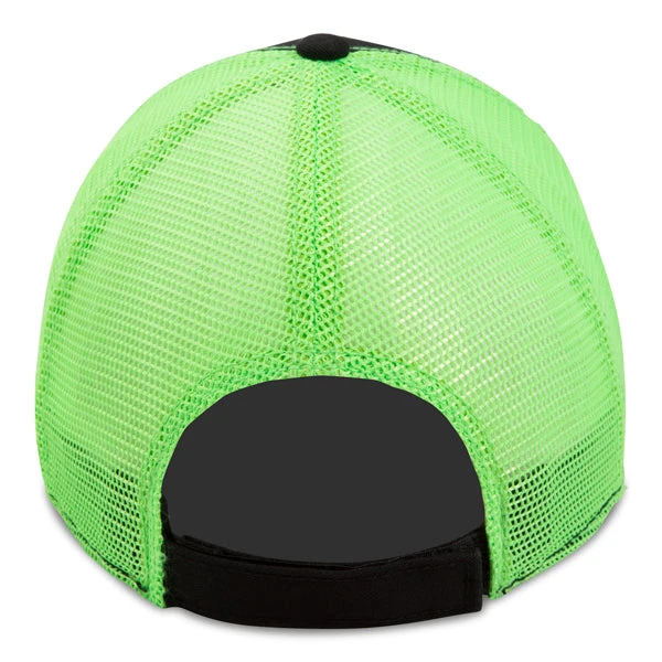 Paramount Apparel Black/Neon Green Washed Soft Mesh Cap 2 Paramount Apparel Black/Neon Green Washed Soft Mesh Cap - Image 2
