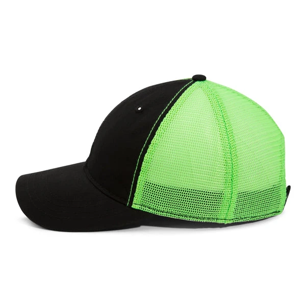Paramount Apparel Black/Neon Green Washed Soft Mesh Cap 3 Paramount Apparel Black/Neon Green Washed Soft Mesh Cap - Image 3
