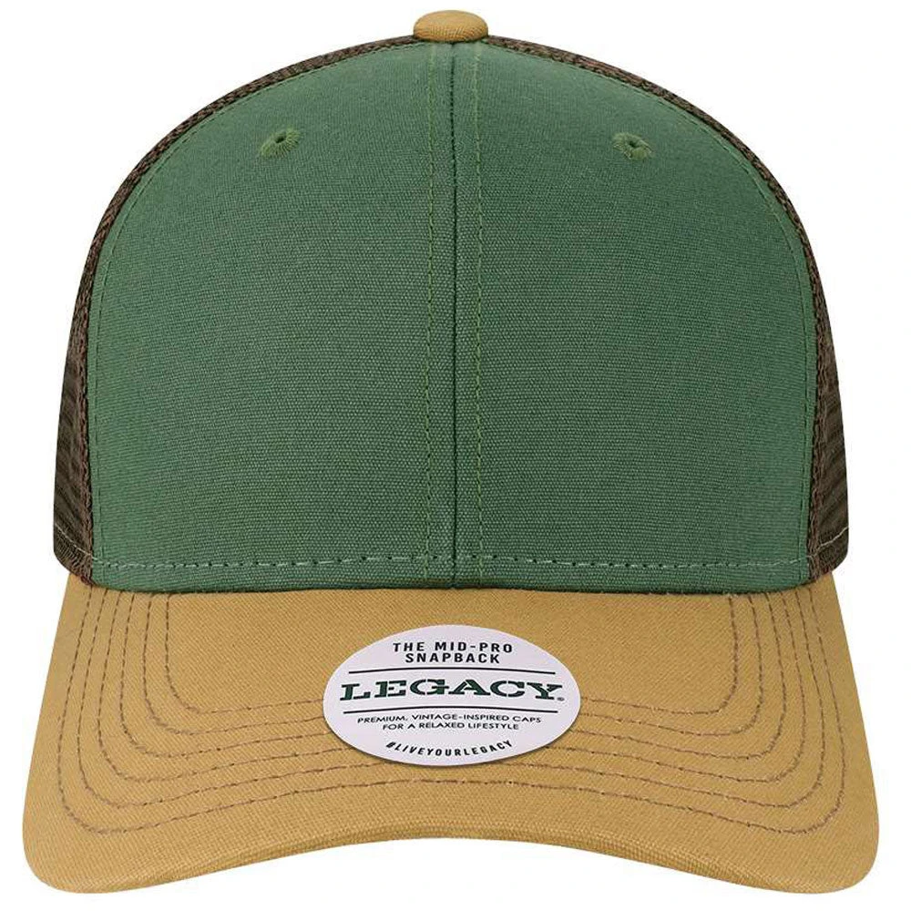 Legacy Dark Green/Camel/Brown Mid-Pro Snapback Trucker Cap 1 Legacy Dark Green/Camel/Brown Mid-Pro Snapback Trucker Cap