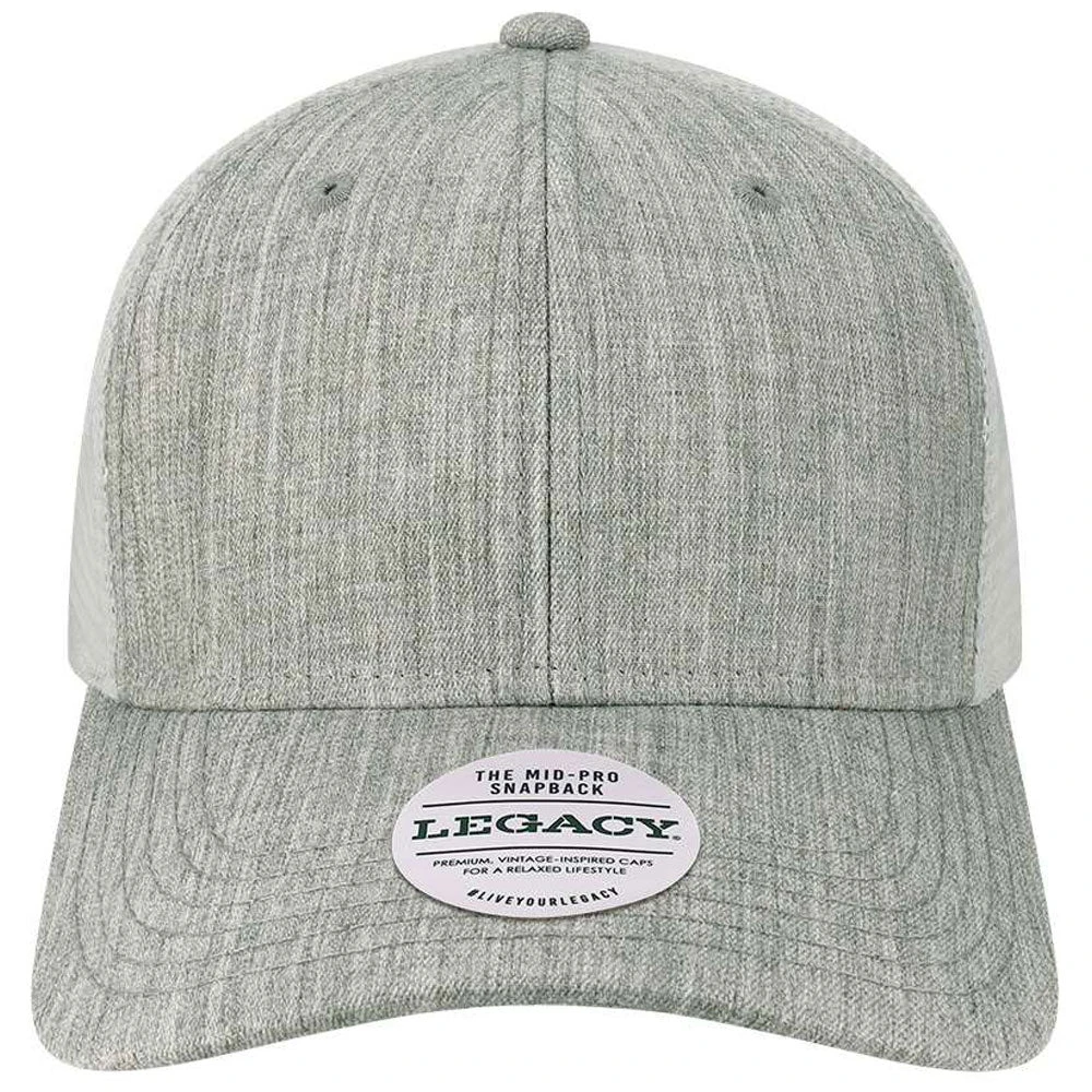 Legacy Melange Grey/White Mid-Pro Snapback Trucker Cap 1 Legacy Melange Grey/White Mid-Pro Snapback Trucker Cap
