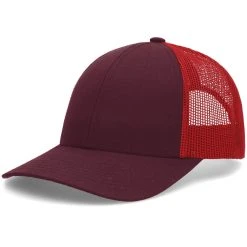 Pacific Headwear Maroon/Red/Maroon Low-Pro Trucker Cap -Richardson Sales P114 Maroon Red Maroon 3