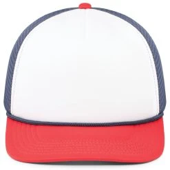 Pacific Headwear White/Navy/Red Foamie Fresh Trucker Cap