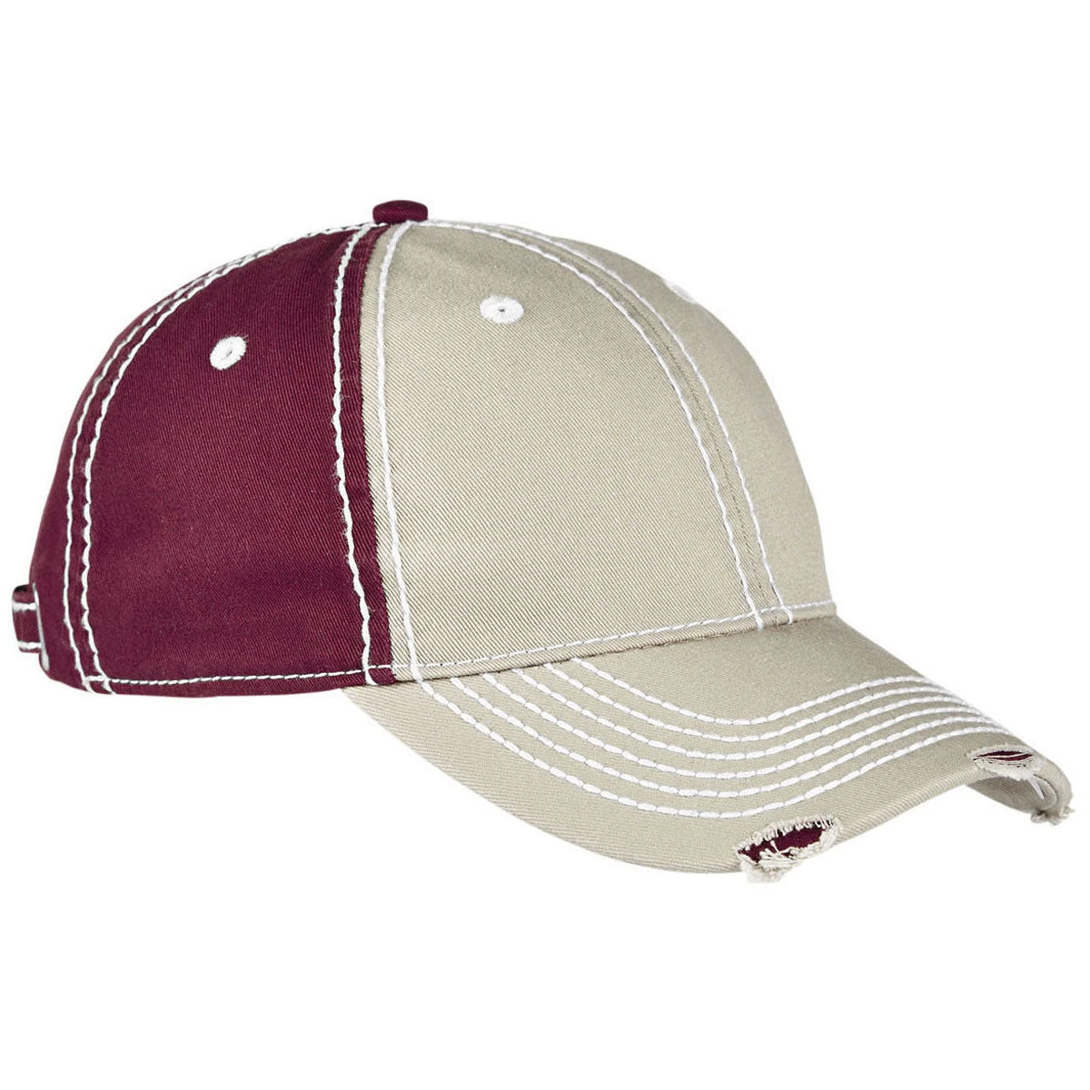 Adams® Adams Khaki/Maroon Distressed Rambler Cap 1 Adams® Adams Khaki/Maroon Distressed Rambler Cap
