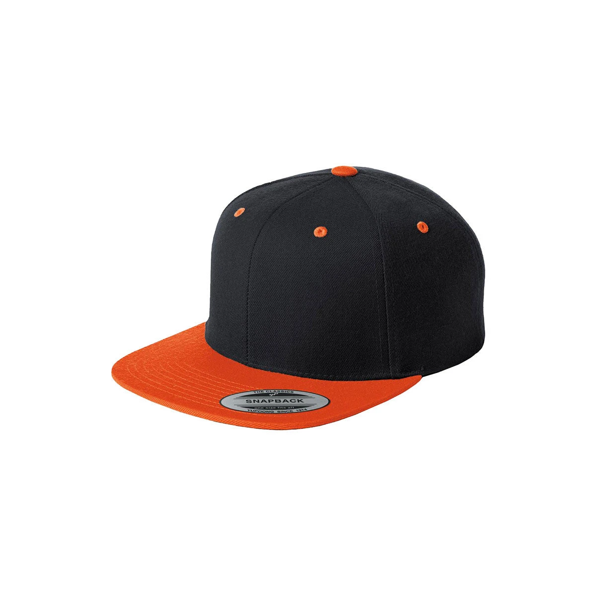 Sport-Tek Black/Deep Orange Flat Bill Snapback Cap 1 Sport-Tek Black/Deep Orange Flat Bill Snapback Cap