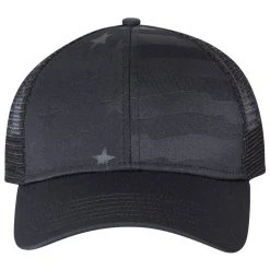 Outdoor Cap Black Debossed Stars And Stripes With Mesh Back -Richardson Sales USA750M Black 3