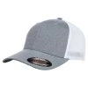 Flexfit Heather/White Adult Poly Melange Stretch Mesh Cap